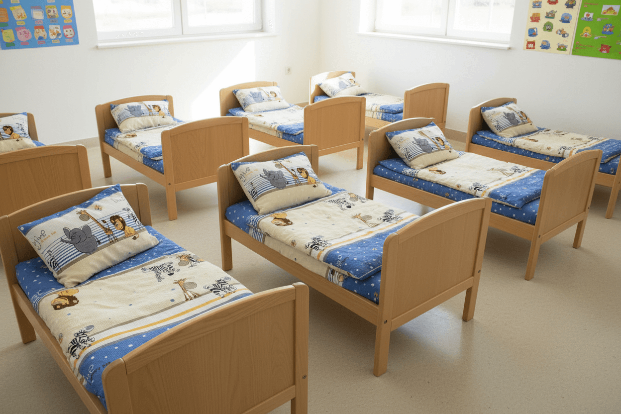 Krepové dětské povlečení do školky „Zvířátka Zoo modrá“